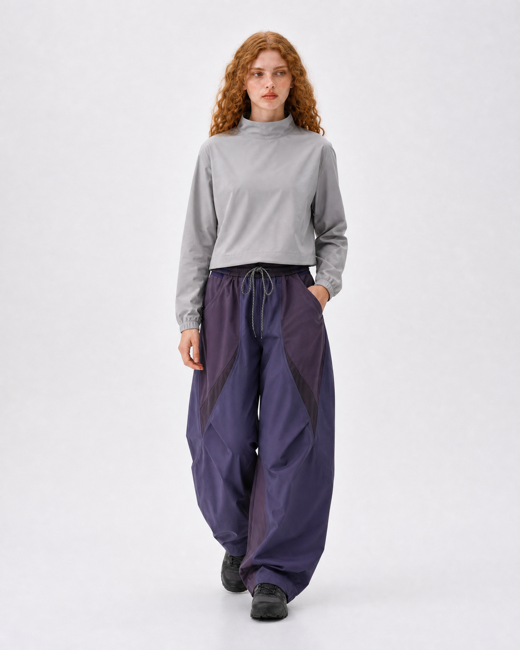 Pact wide-leg techwear cargo trousers — Purple # Colour_Purple