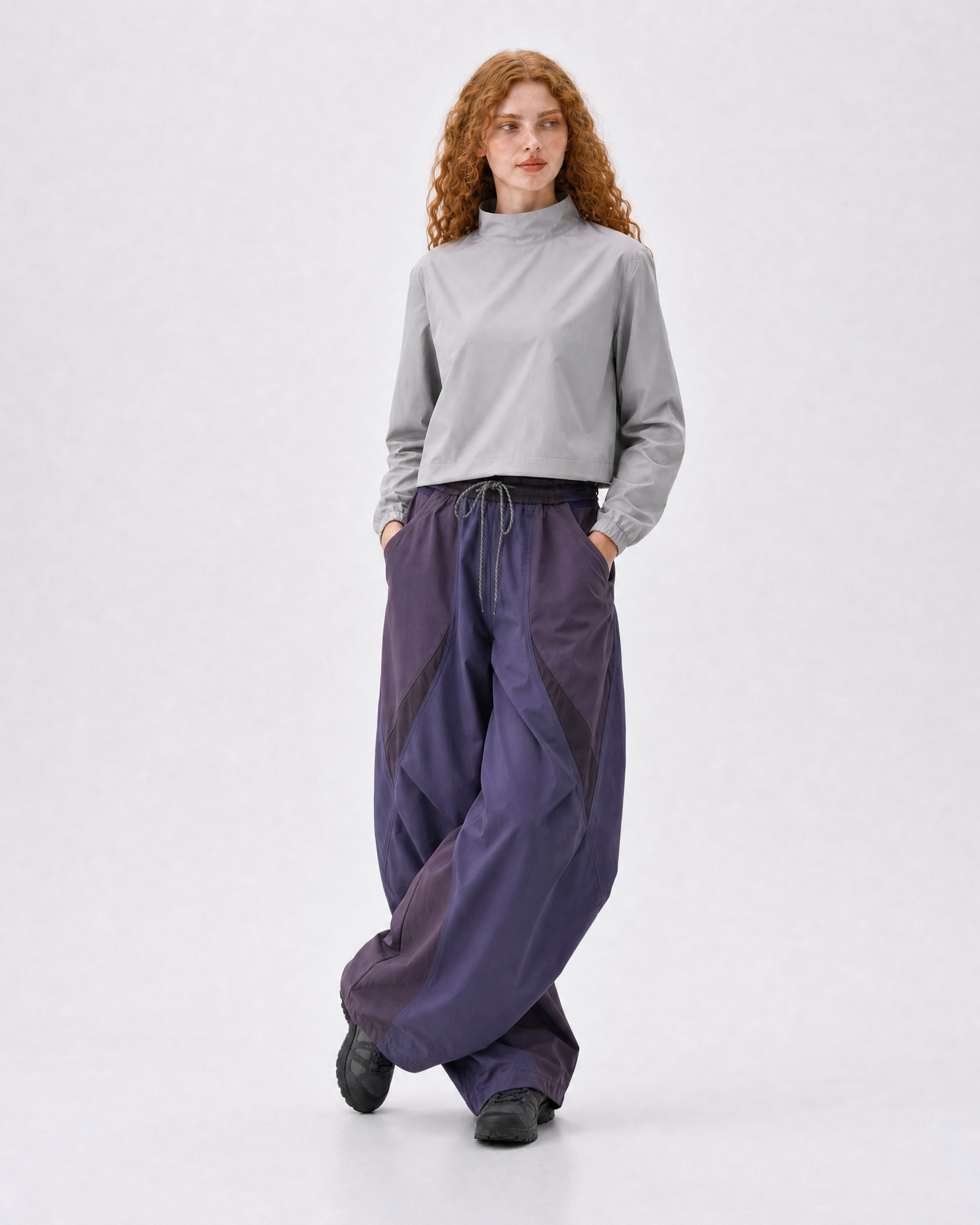 Pact wide-leg techwear cargo trousers — Purple # Colour_Purple