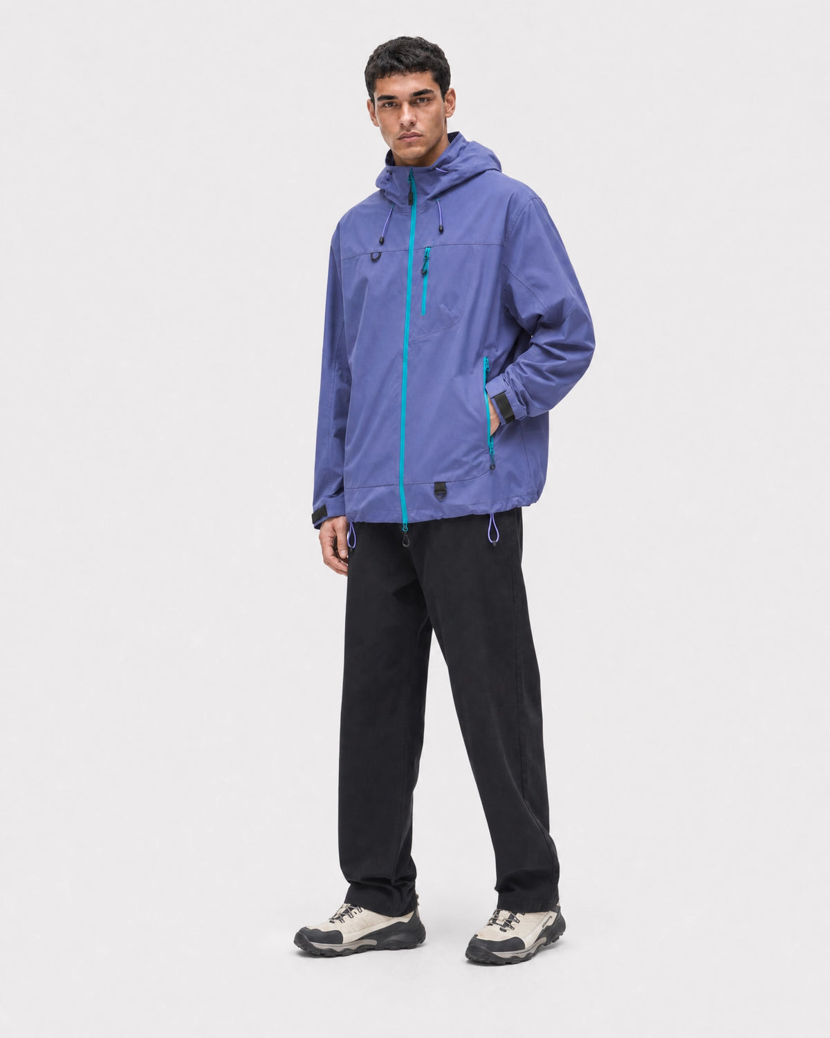 Pact Unisex Water-Repellent Hooded Windbreaker in Purple, three-quarter # Colour_Purple