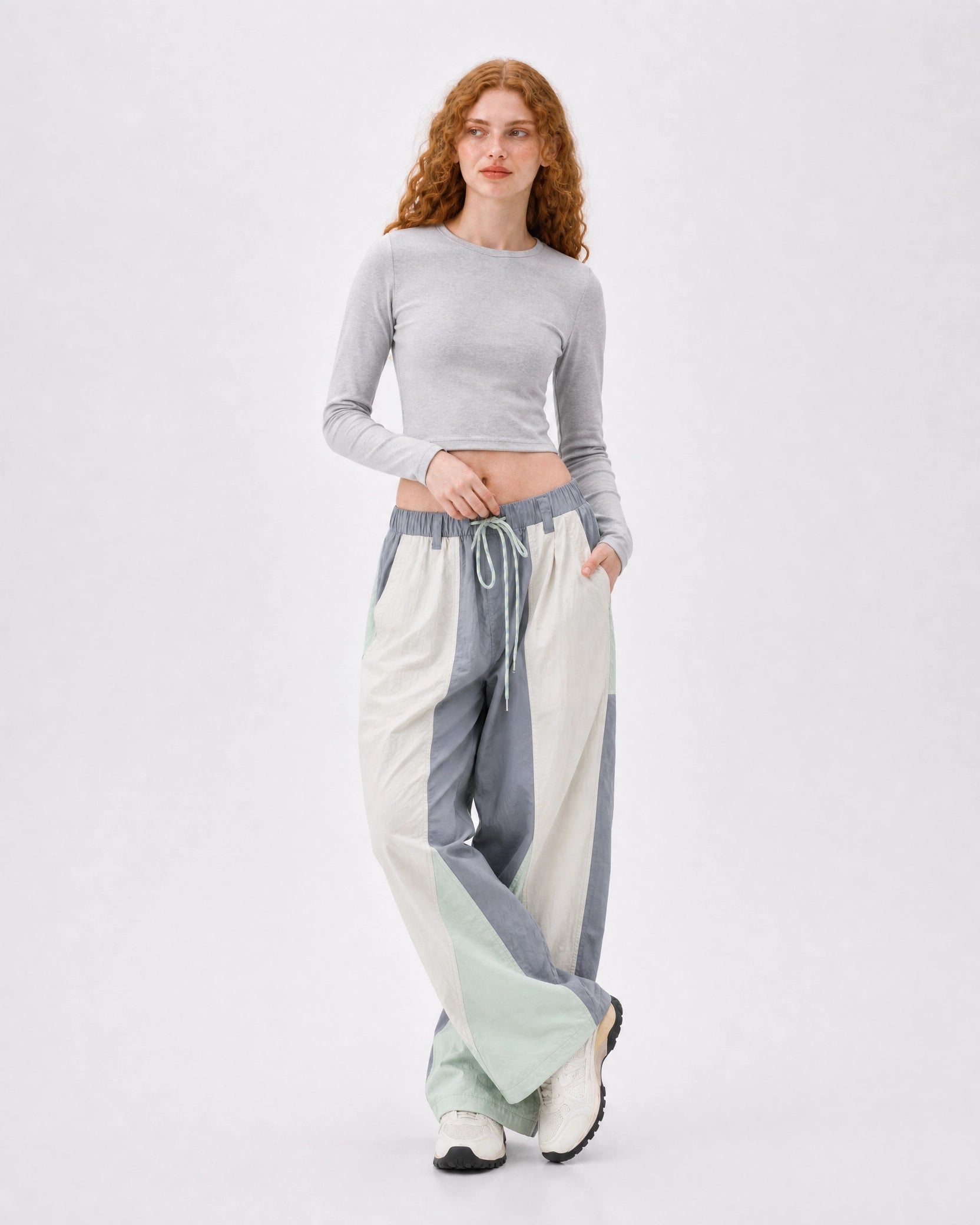 Pact wide-leg techwear cargo trousers — Green # Colour_Green