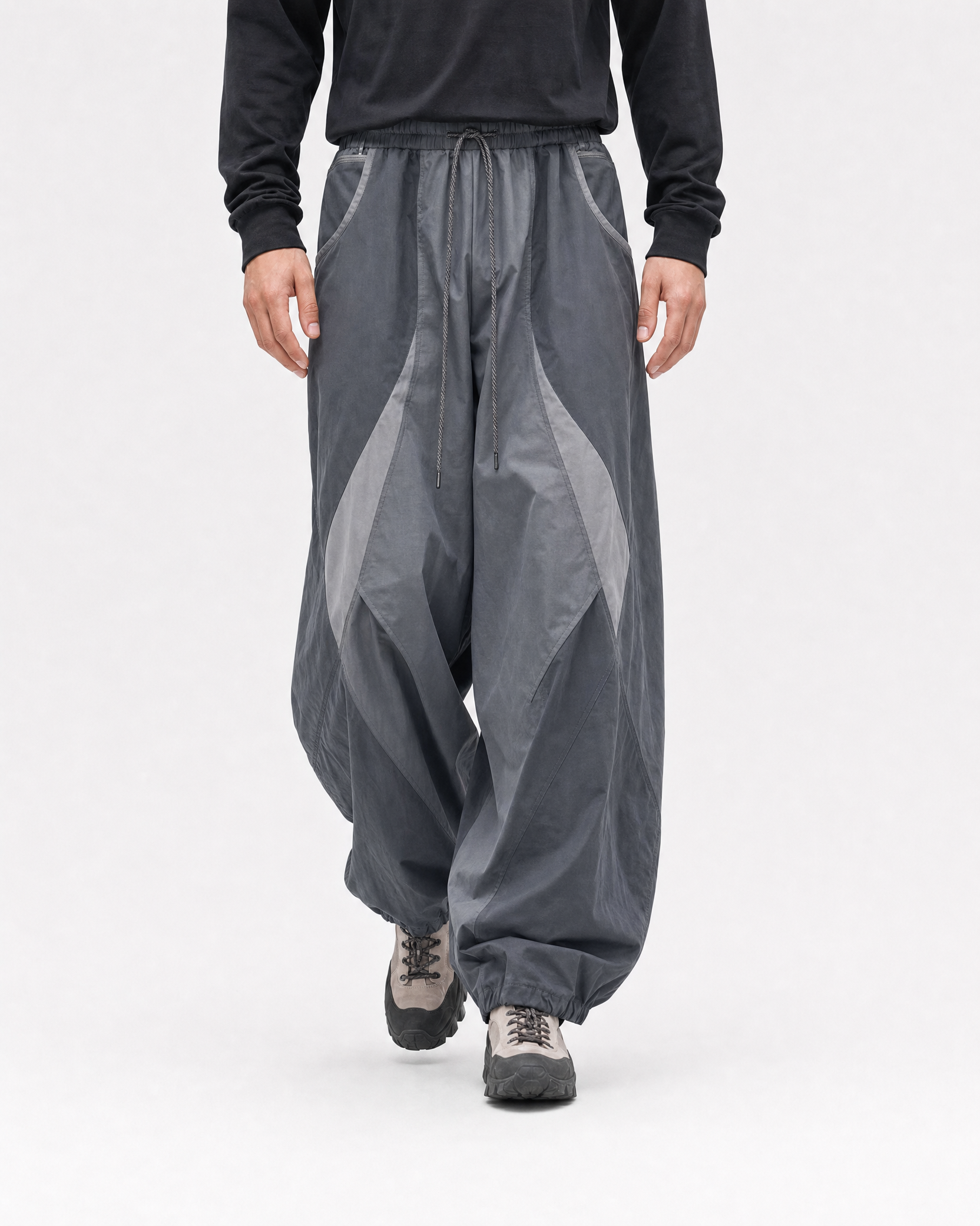 Pact wide-leg techwear cargo trousers — Dark Grey # Colour_Dark Grey