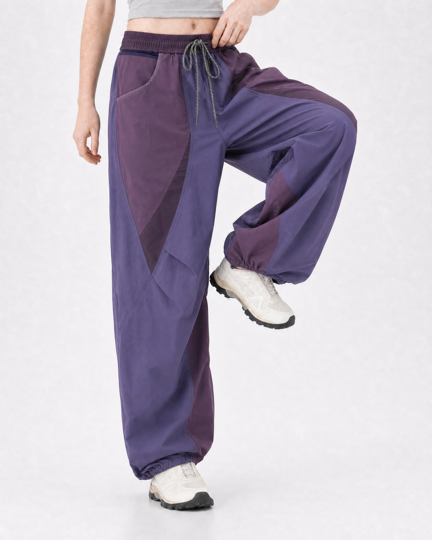 Pact wide-leg techwear cargo trousers — Purple # Colour_Purple