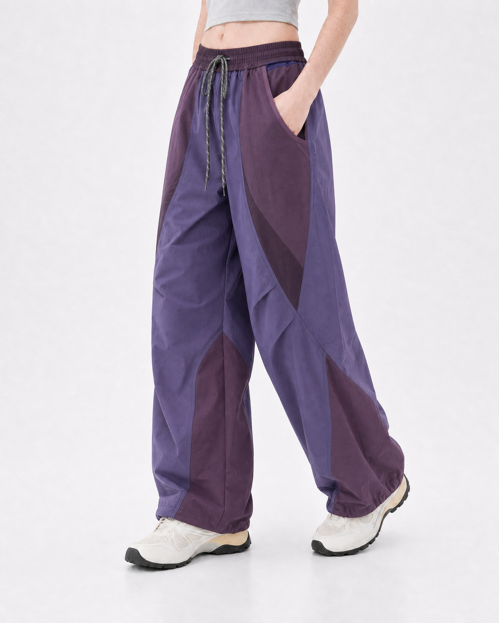 Pact wide-leg techwear cargo trousers — Purple # Colour_Purple