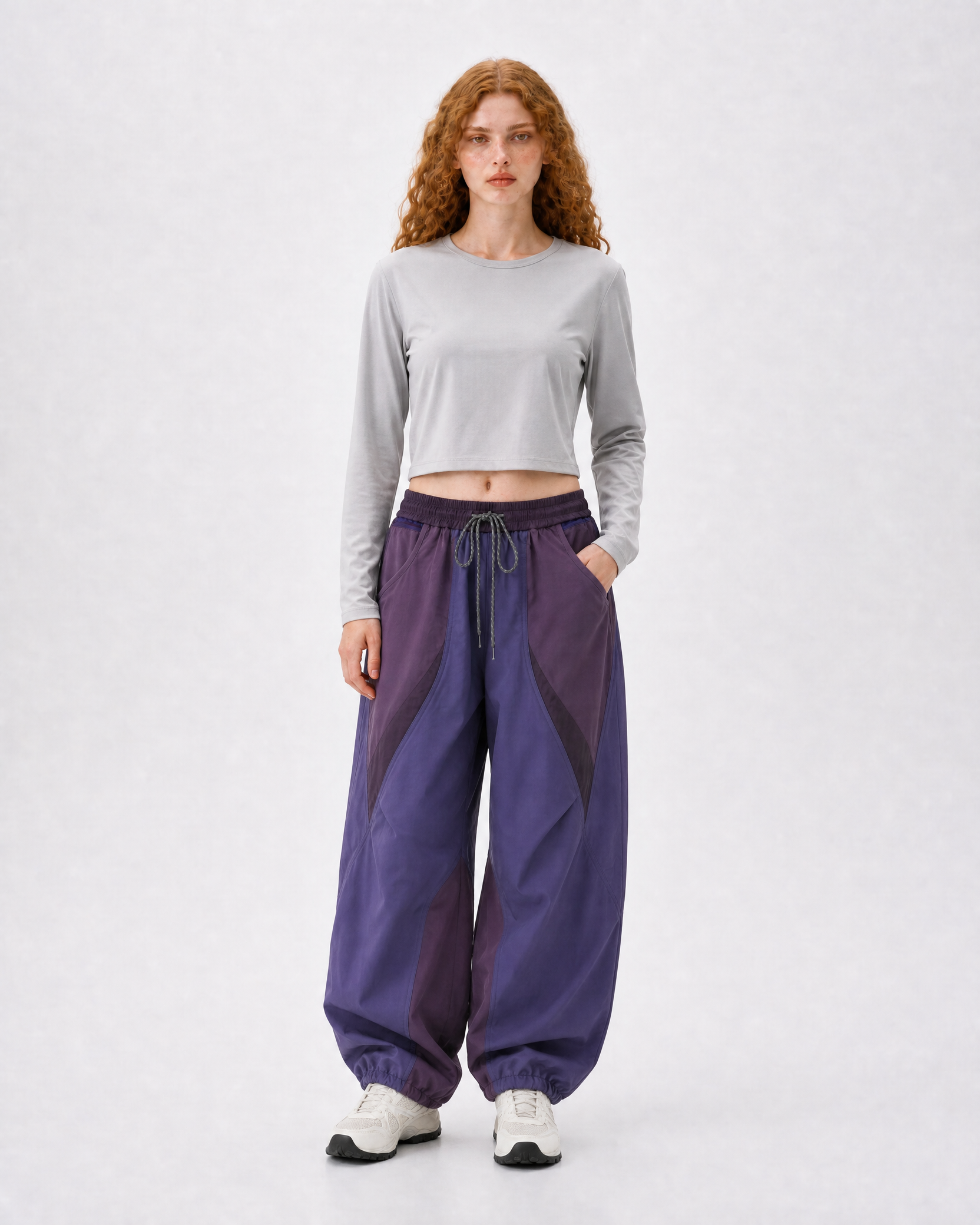 Pact wide-leg techwear cargo trousers — Purple # Colour_Purple
