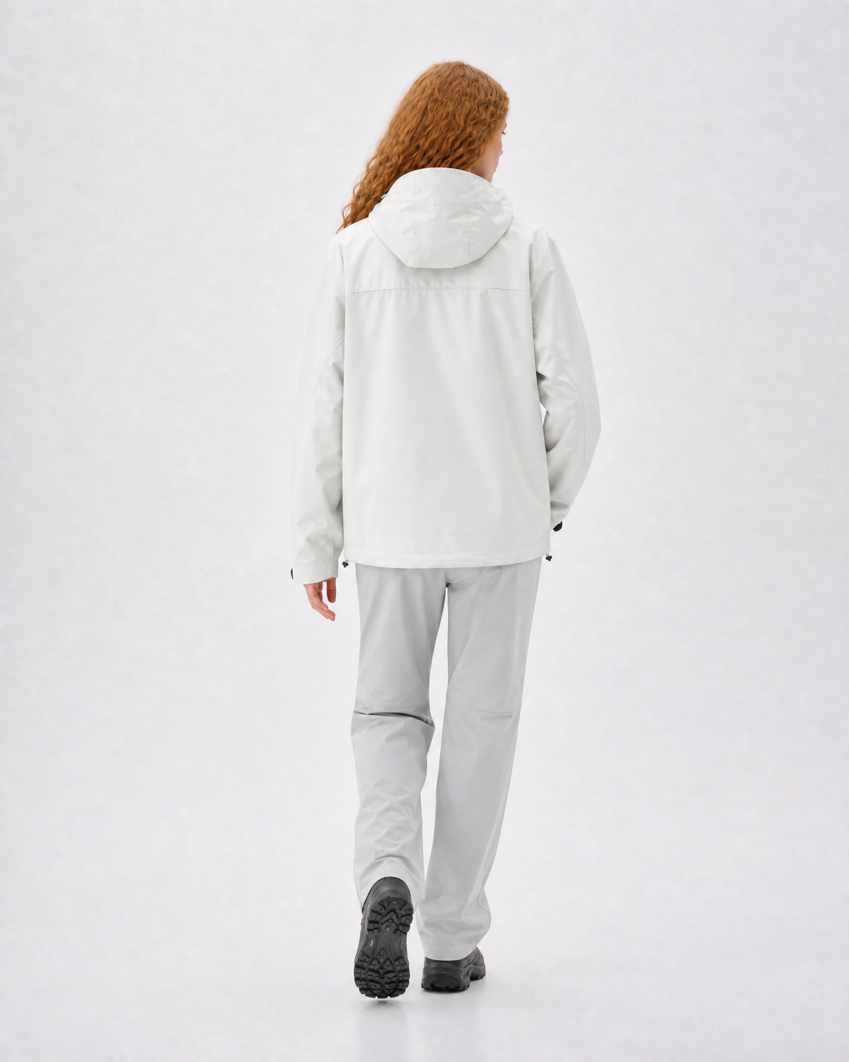 Pact Unisex Water-Repellent Hooded Windbreaker in Grey, back # Colour_Grey