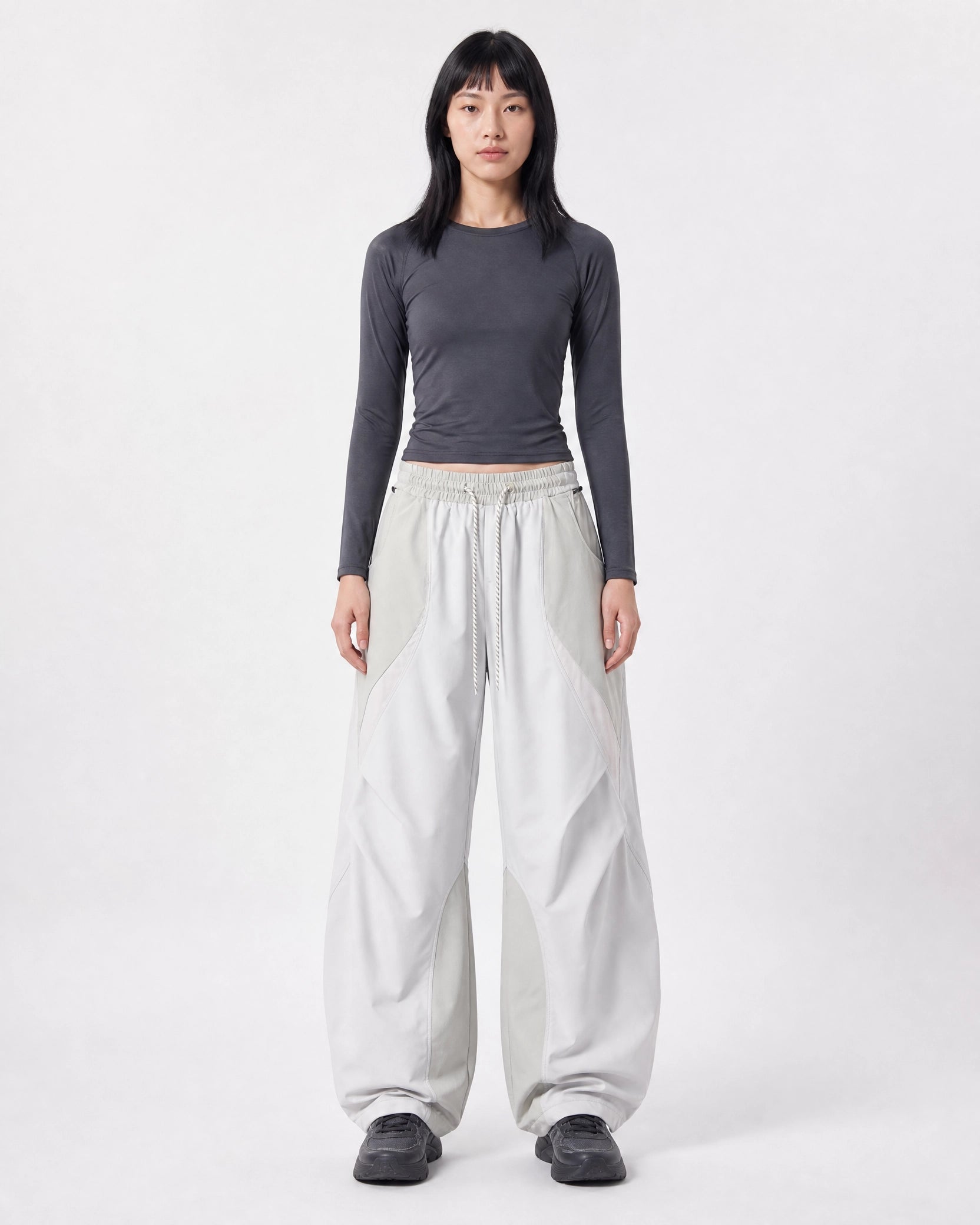 Pact wide-leg techwear cargo trousers — Light Grey # Colour_Light Grey