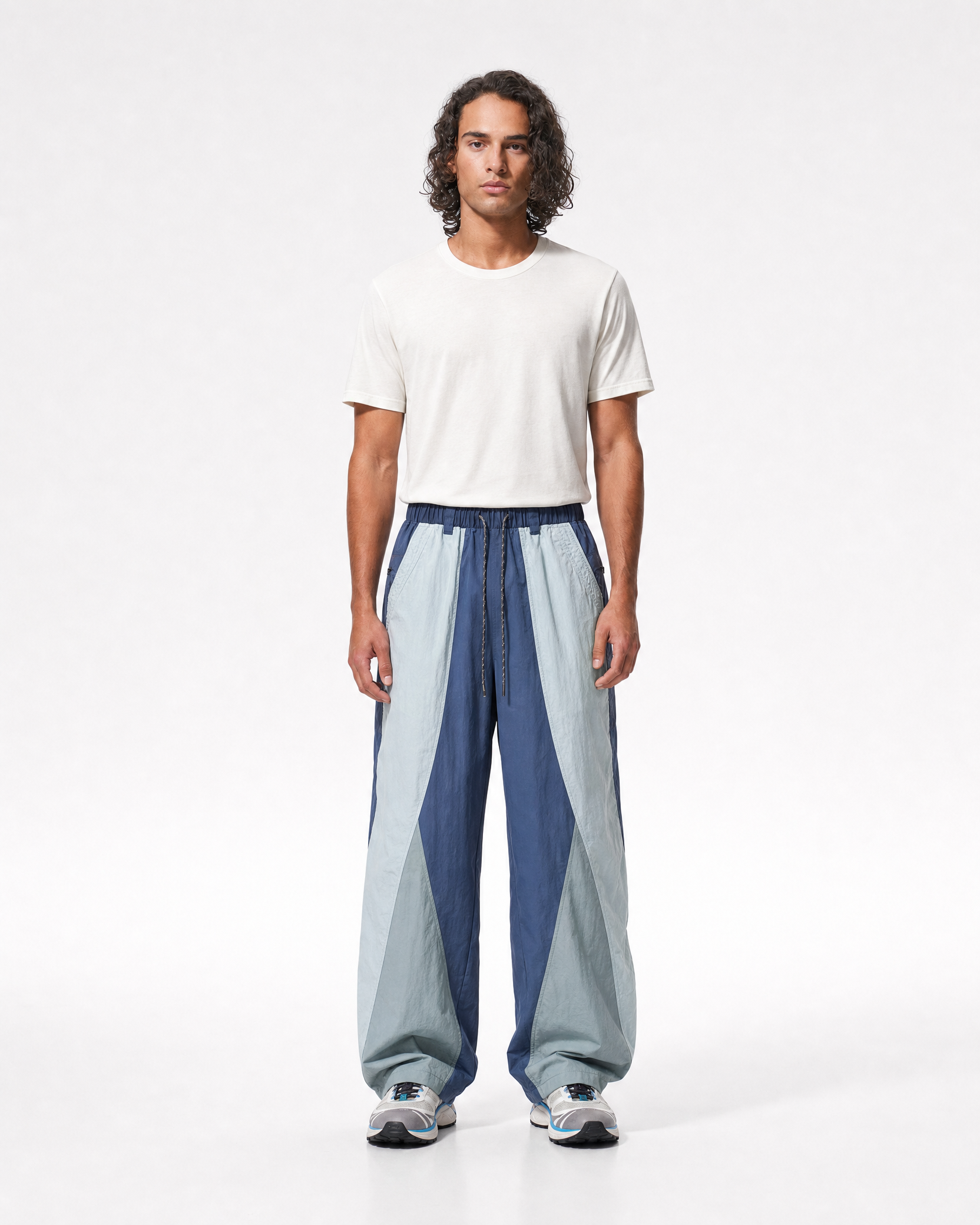 Pact wide-leg techwear cargo trousers — Blue # Colour_Blue