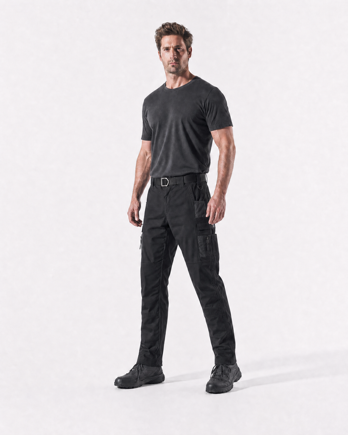 Pact men's water-repellent cargo work trousers — Black (Style 2) # Colour_Black