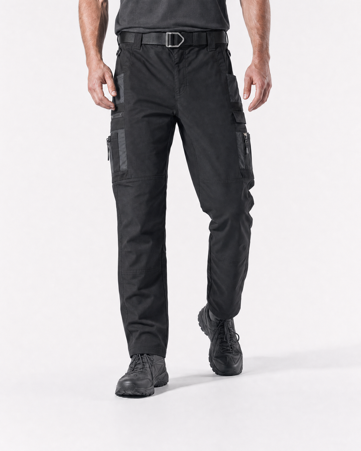 Pact men's water-repellent cargo work trousers — Black (Style 2) # Colour_Black
