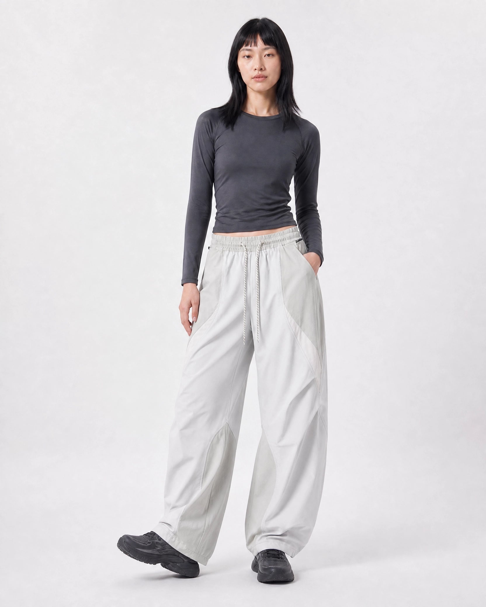 Pact wide-leg techwear cargo trousers — Light Grey # Colour_Light Grey