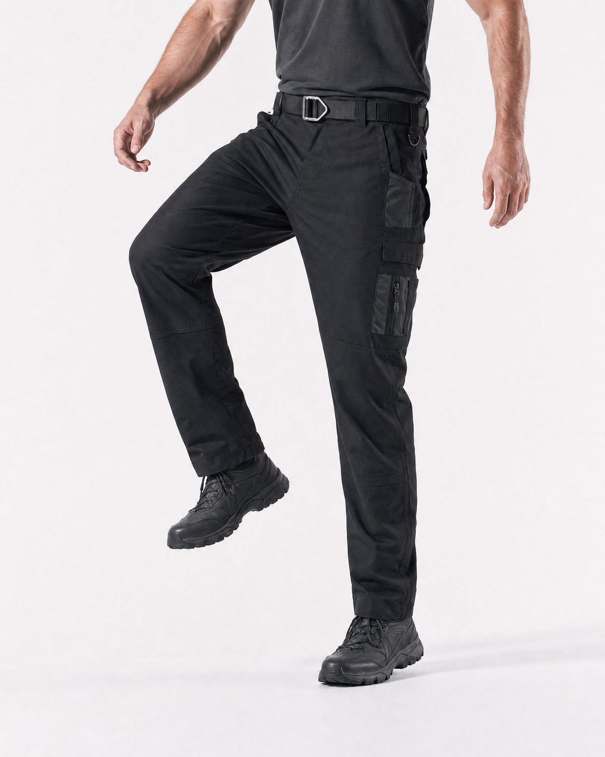 Pact men's water-repellent cargo work trousers — Black (Style 2) # Colour_Black