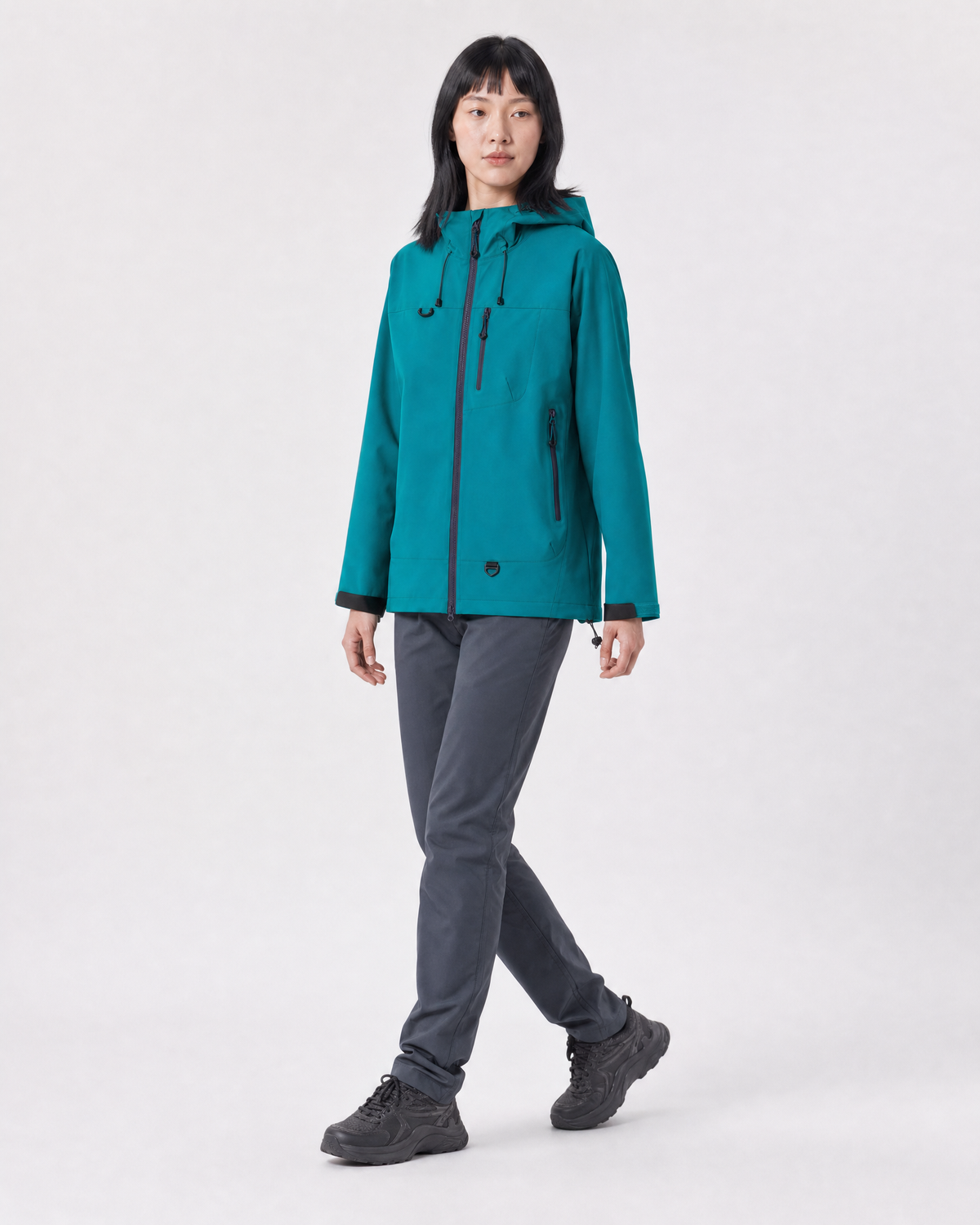 Pact Unisex Water-Repellent Hooded Windbreaker in Dark Green, side # Colour_Dark Green