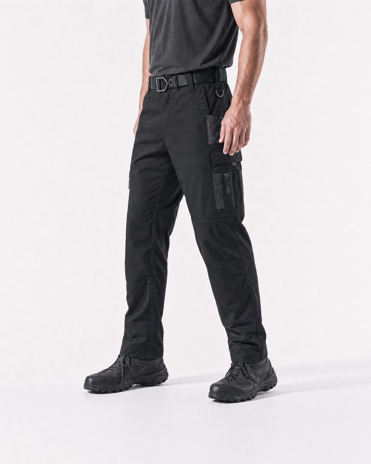 Pact men's water-repellent cargo work trousers — Black (Style 2) # Colour_Black