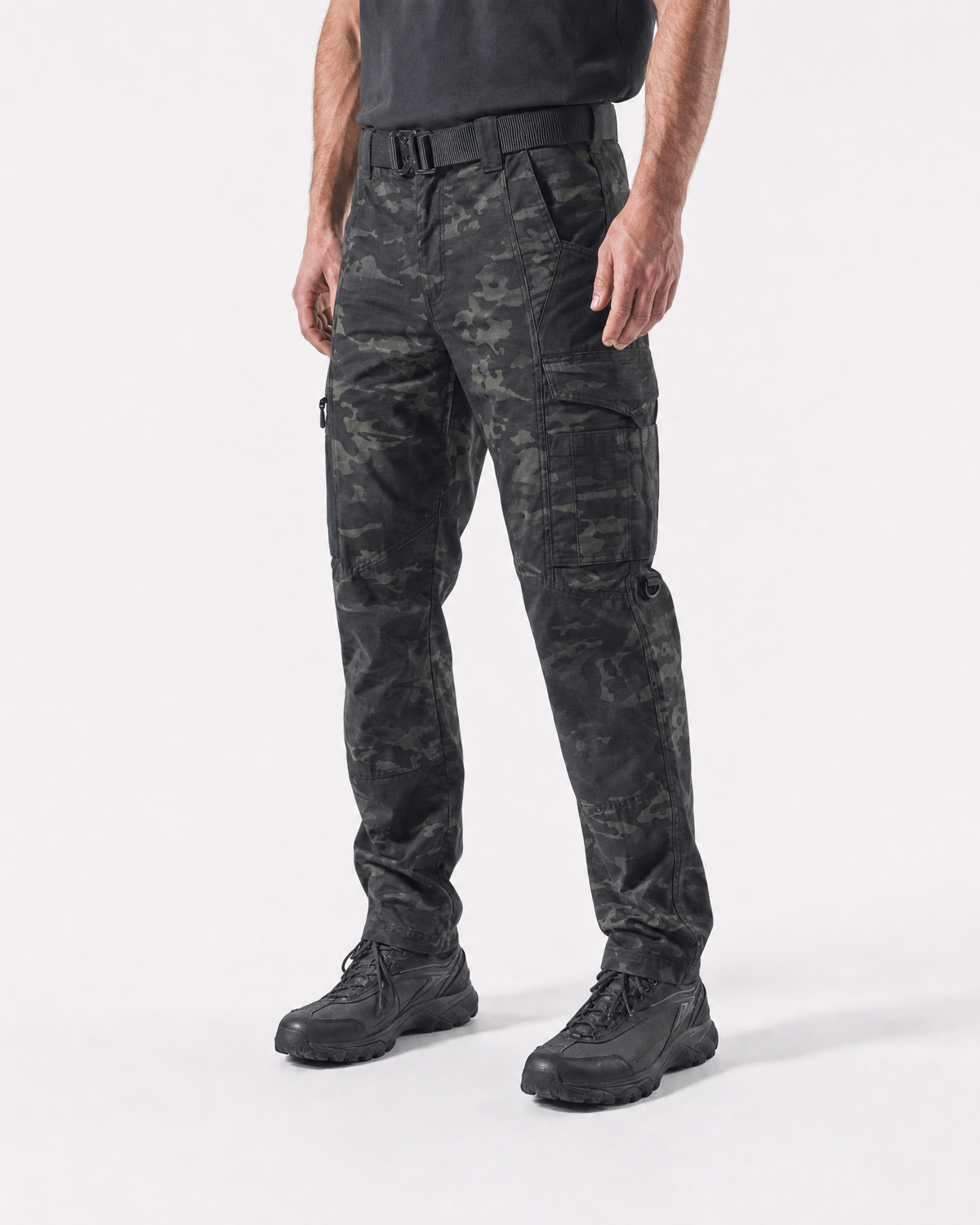 Pact men's water-repellent cargo work trousers — Camo Black (Style 2) # Colour_Camo Black