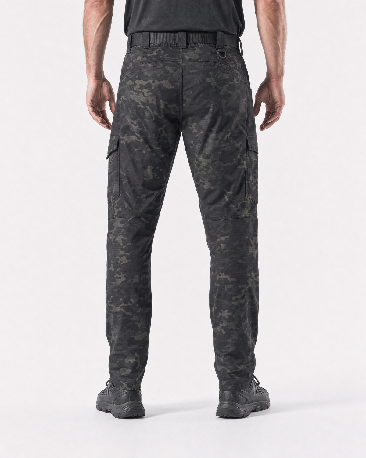 Pact men's water-repellent cargo work trousers — Camo Black (Style 2) # Colour_Camo Black