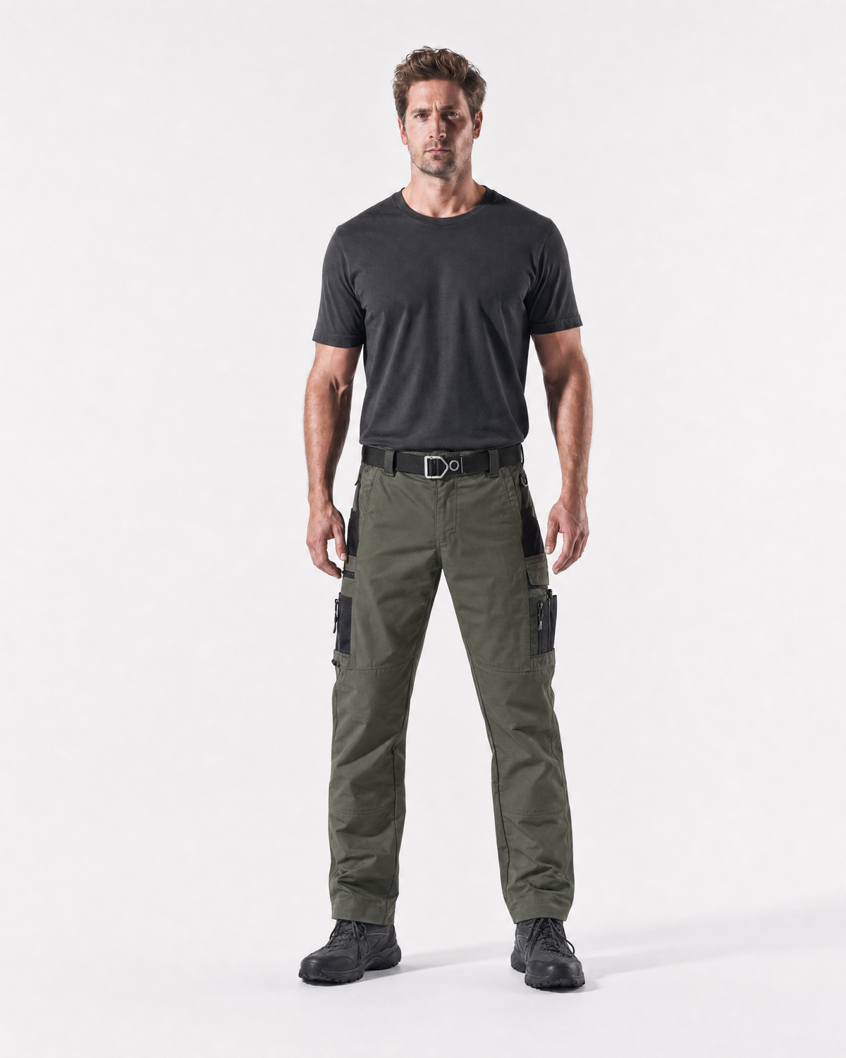 Pact men's water-repellent cargo work trousers — Green (Style 2) # Colour_Green