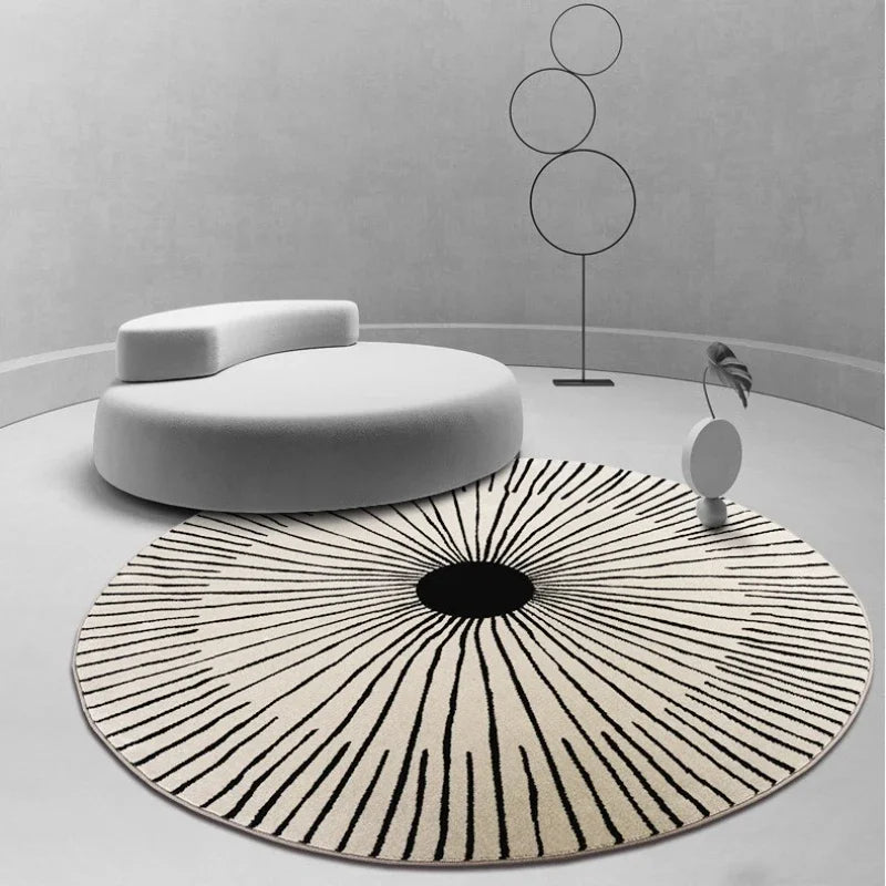 Bedroom Rugs round Minimalist Home Decor Plush Carpet Luxury Nordic Carpets for Living Room Large Area Non-Slip Cloakroom Rug | Lines / 60 cm (23.62 in),Lines / 80 cm (31.5 in),Lines / 100 cm (39.37 in),Lines / 120 cm (47.24 in),Lines / 140 cm (55.12 in),Lines / 160 cm (62.99 in),Lines / 180 cm (70.87 in),Lines / 200 cm (78.74 in),Sunburst / 60 cm (23.62 in),Sunburst / 80 cm (31.5 in),Sunburst / 100 cm (39.37 in),Sunburst / 120 cm (47.24 in),Sunburst / 140 cm (55.12 in)