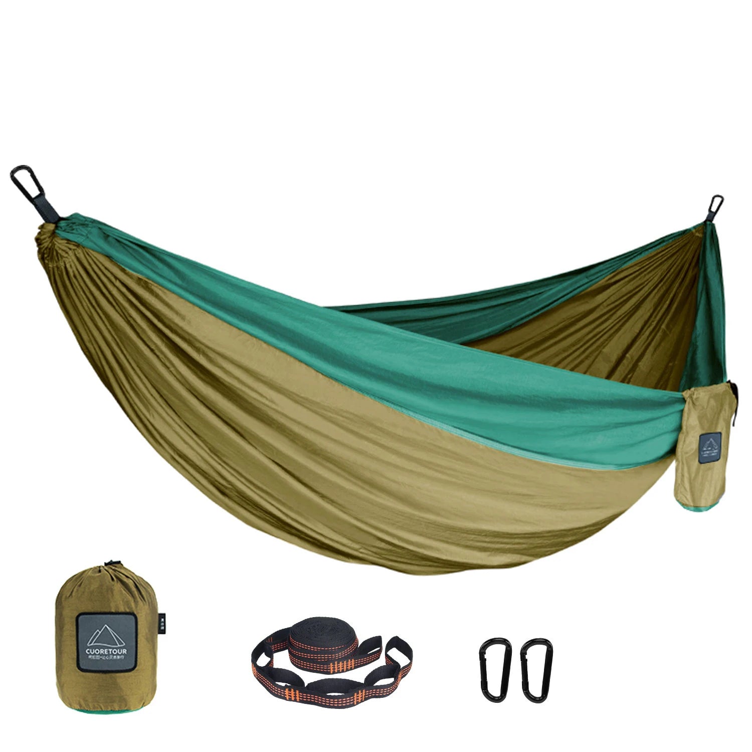Portable Nylon Parachute Fabric Single and Double Size Outdoor Camping Hiking Garden Hammock | Green – Single,Army Green – Single,Blue/Pink – Single,Orange/Grey – Single,Blue – Single,Brown/Green – Double (2),Brown/Green – Single,Brown/Green – Double,Green – Double,Orange/Grey – Double,Blue – Double,Blue/Pink – Double