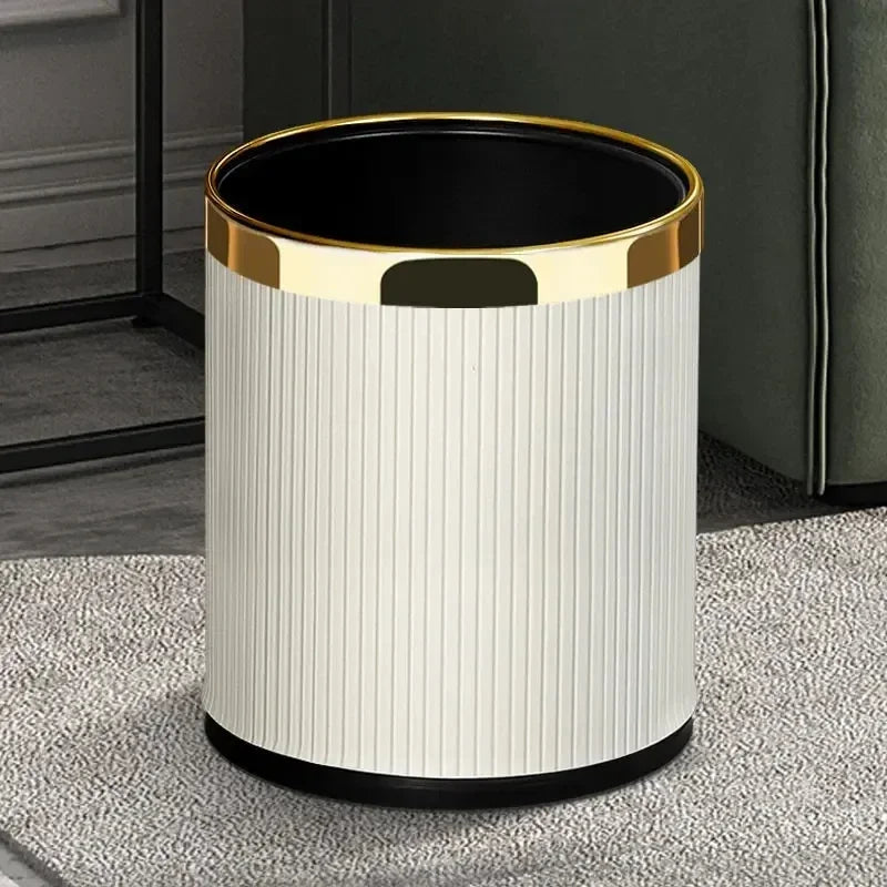 Luxury Golden Dustbin Morden Trash Can Odor Proof Waste Bucket Hotel Cleaning Tools for Home Kitchen Bathroom Living Room