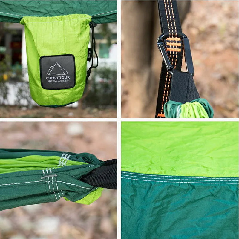 Portable Nylon Parachute Fabric Single and Double Size Outdoor Camping Hiking Garden Hammock | Green – Single,Army Green – Single,Blue/Pink – Single,Orange/Grey – Single,Blue – Single,Brown/Green – Double (2),Brown/Green – Single,Brown/Green – Double,Green – Double,Orange/Grey – Double,Blue – Double,Blue/Pink – Double