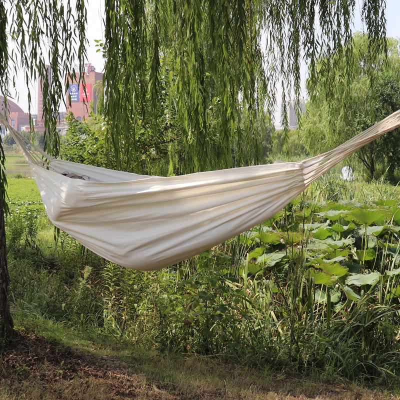 Hammocks a White Organic Cotton Hammock Double Two Person Hammock, Premium Quality, Ethical, Fair Trade, Large