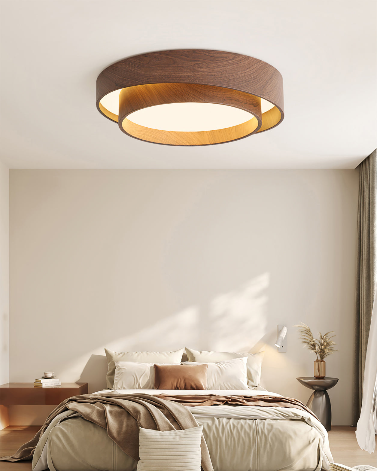 Arden | LED Ceiling Light Fixture with Walnut Finish & Dimmable Feature | Modern Flush Ceiling Lights for Ambient Illumination 3