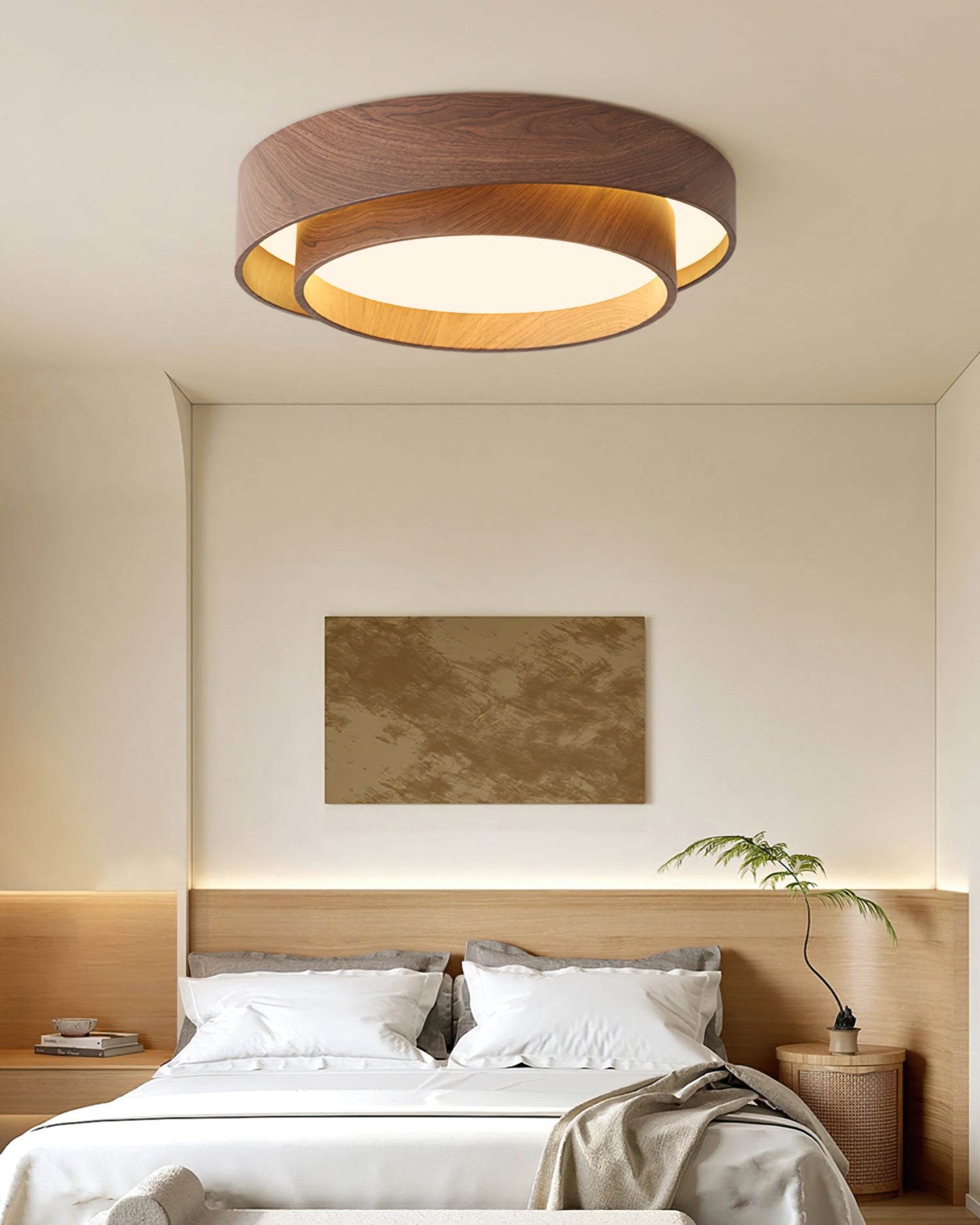 Arden | LED Ceiling Light Fixture with Walnut Finish & Dimmable Feature | Modern Flush Ceiling Lights for Ambient Illumination 5