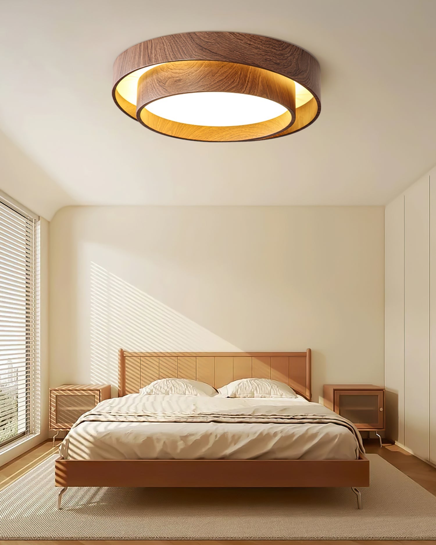 Arden | LED Ceiling Light Fixture with Walnut Finish & Dimmable Feature | Modern Flush Ceiling Lights for Ambient Illumination 7