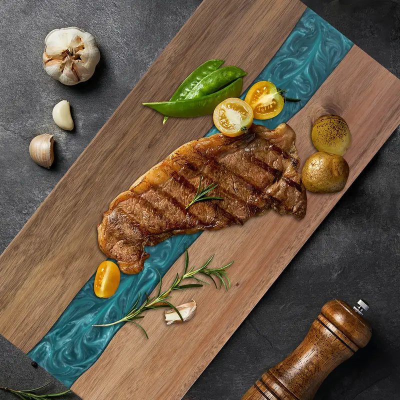 Artisan River | Acacia Wood Cutting Board with Unique Resin Inlay | Stylish Charcuterie Board for Entertaining 0