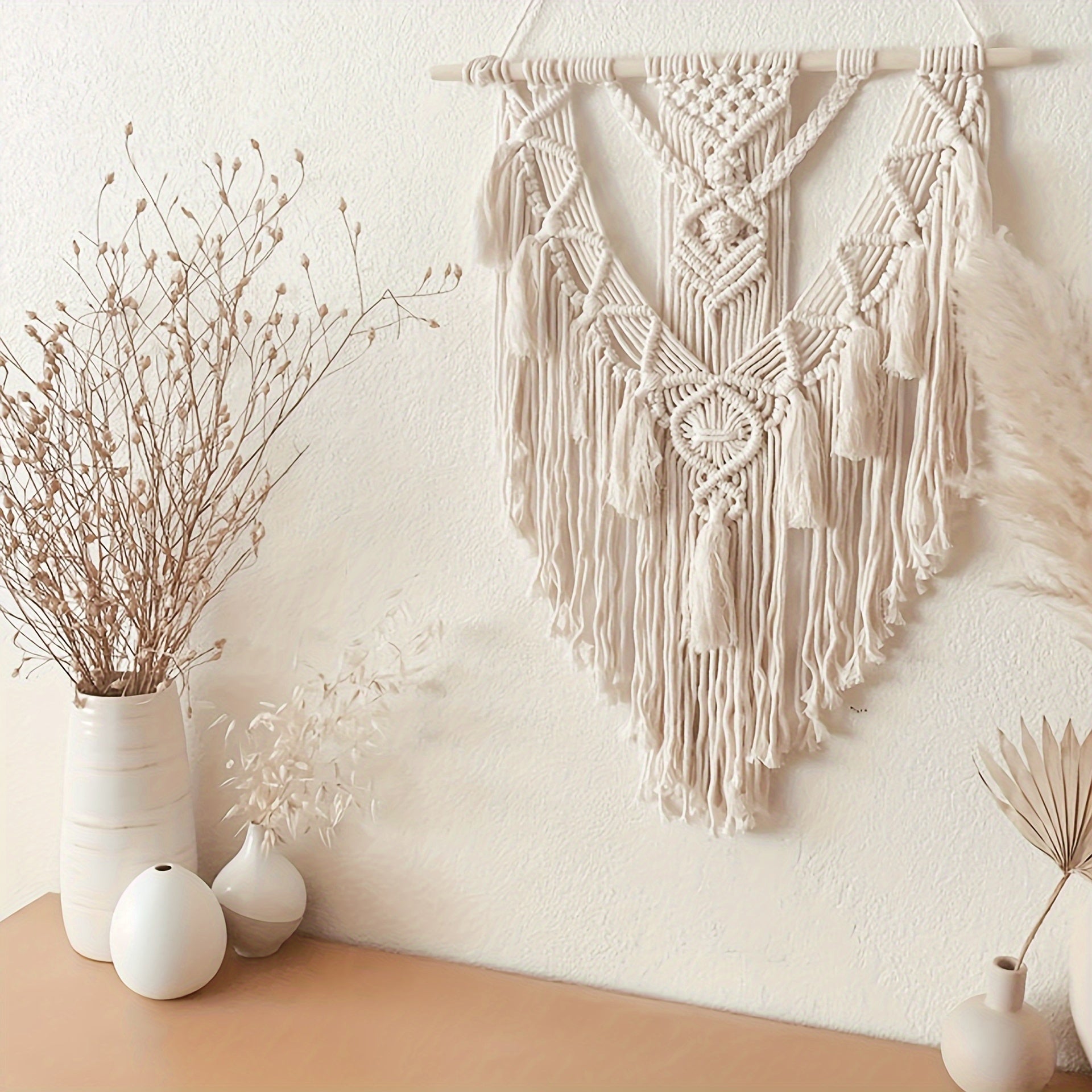 Artisanal Macrame Wall Hanging | Handcrafted Woven Tapestry with Cascading Fringe | Boho Decor for Warmth and Texture 0