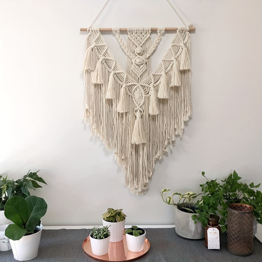 Artisanal Macrame Wall Hanging | Handcrafted Woven Tapestry with Cascading Fringe | Boho Decor for Warmth and Texture 1