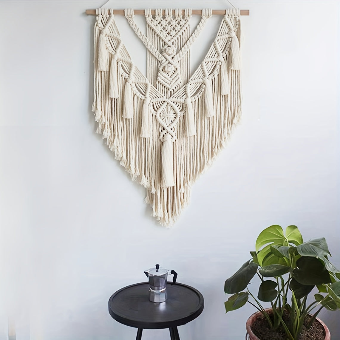Artisanal Macrame Wall Hanging | Handcrafted Woven Tapestry with Cascading Fringe | Boho Decor for Warmth and Texture 3