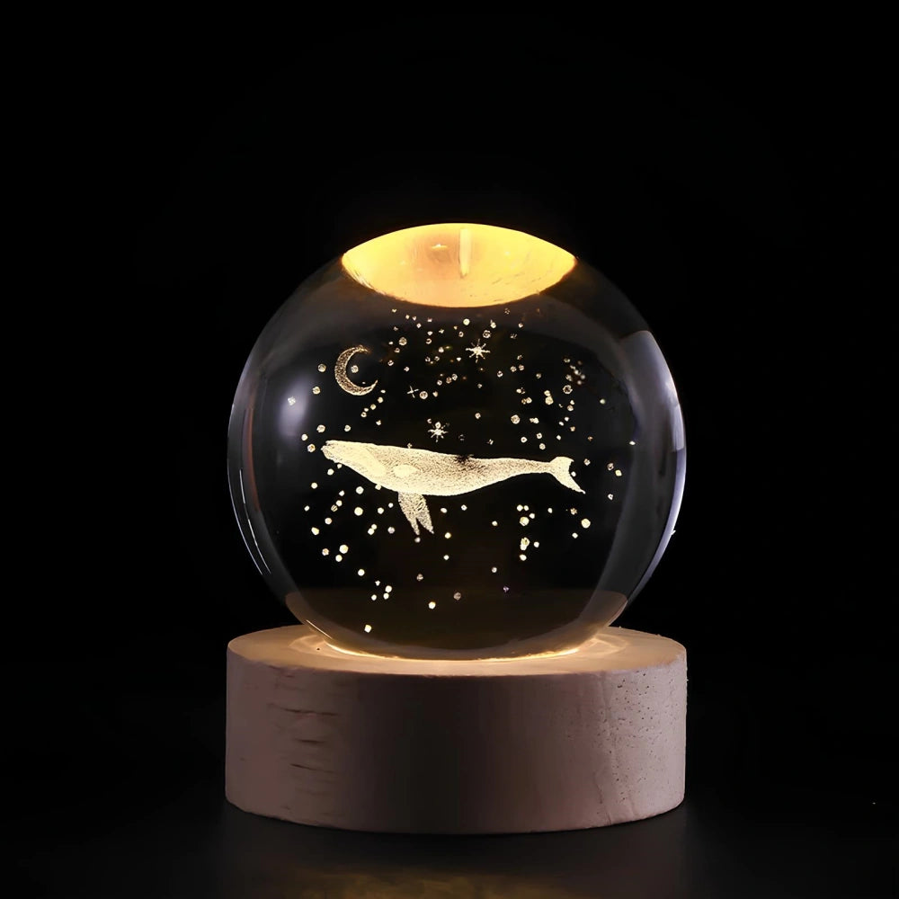 Celestial Charm | LED Night Light Crystal Ball with 3D Engraving | Magical Home Decor for Stargazing Enthusiasts 10 | Milky Way,Solar System,Moon,Astronaut,Saturn,Astral Voyage,Ladder to Heaven,Earth,Space Wanderer,Man in the Moon,Heart,Dandelion,Unicorn,Umbrella,Lucky Charm,Rain Cloud,Teddy Bear,Whale,Unwinding,Love Note,Ferris Wheel,Reindeer,Christmas Tree,Santa Claus,Snowmen