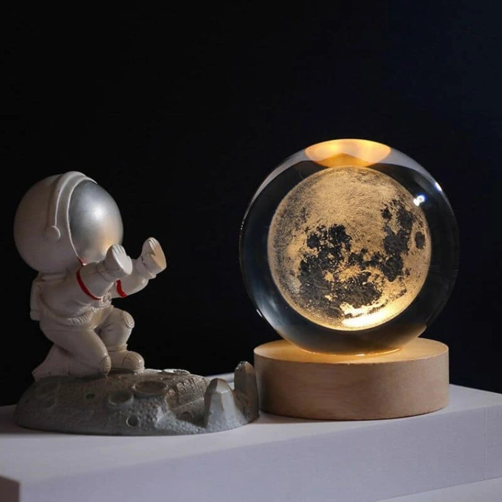 Celestial Charm | LED Night Light Crystal Ball with 3D Engraving | Magical Home Decor for Stargazing Enthusiasts 3 | Milky Way,Solar System,Moon,Astronaut,Saturn,Astral Voyage,Ladder to Heaven,Earth,Space Wanderer,Man in the Moon,Heart,Dandelion,Unicorn,Umbrella,Lucky Charm,Rain Cloud,Teddy Bear,Whale,Unwinding,Love Note,Ferris Wheel,Reindeer,Christmas Tree,Santa Claus,Snowmen