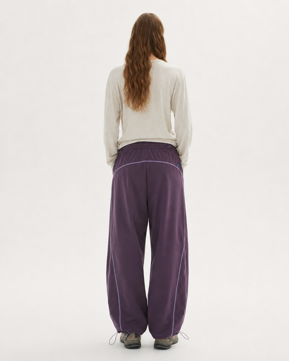 Pact Quick-Dry Wide-Leg Trousers in Purple, back # Colour_Purple