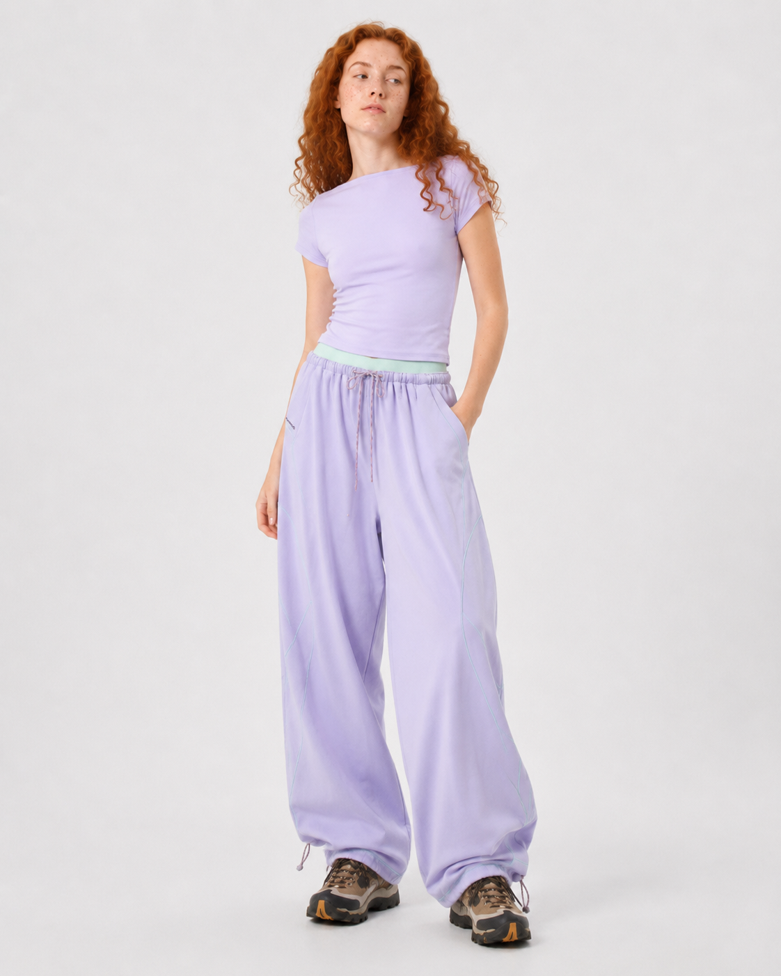 Pact Quick-Dry Wide-Leg Trousers in Light Purple, lifestyle # Colour_Light Purple