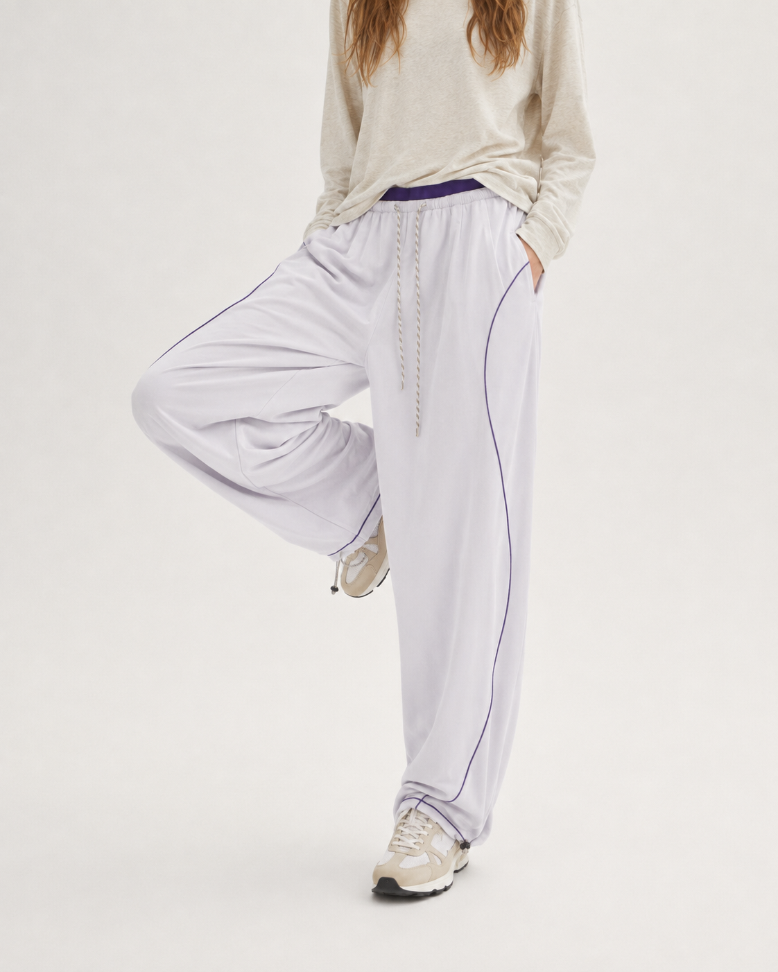 Pact Quick-Dry Wide-Leg Trousers in Cloud White, three-quarter # Colour_Cloud White