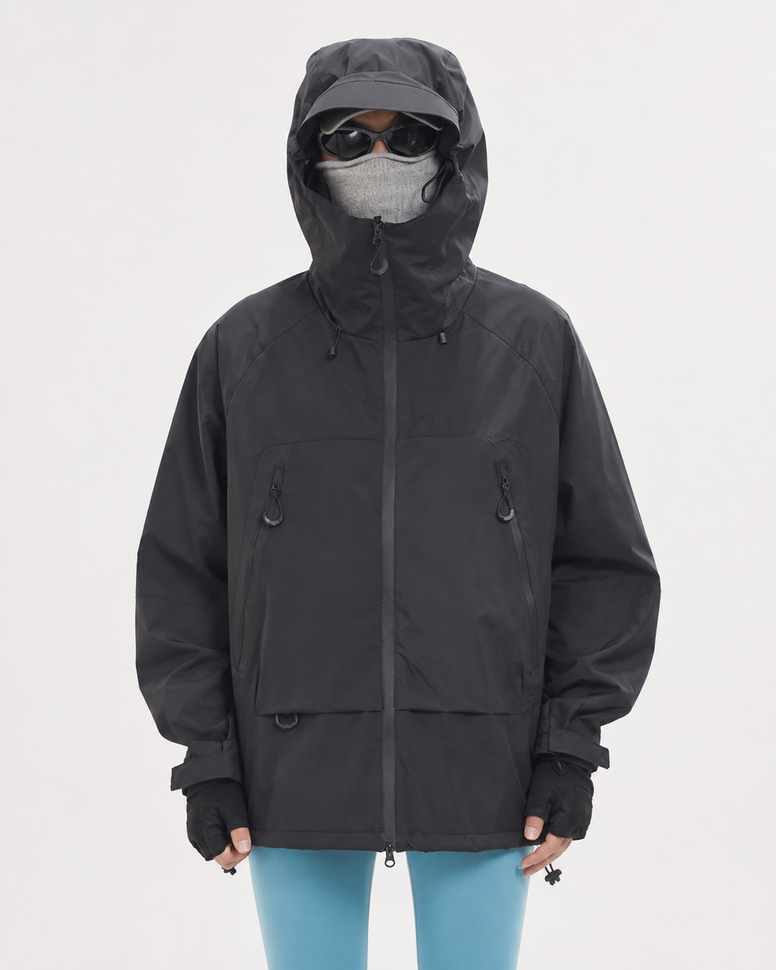 Pact Water-Repellent Windbreaker Hiking Jacket in Black, view 2 # Colour_Black