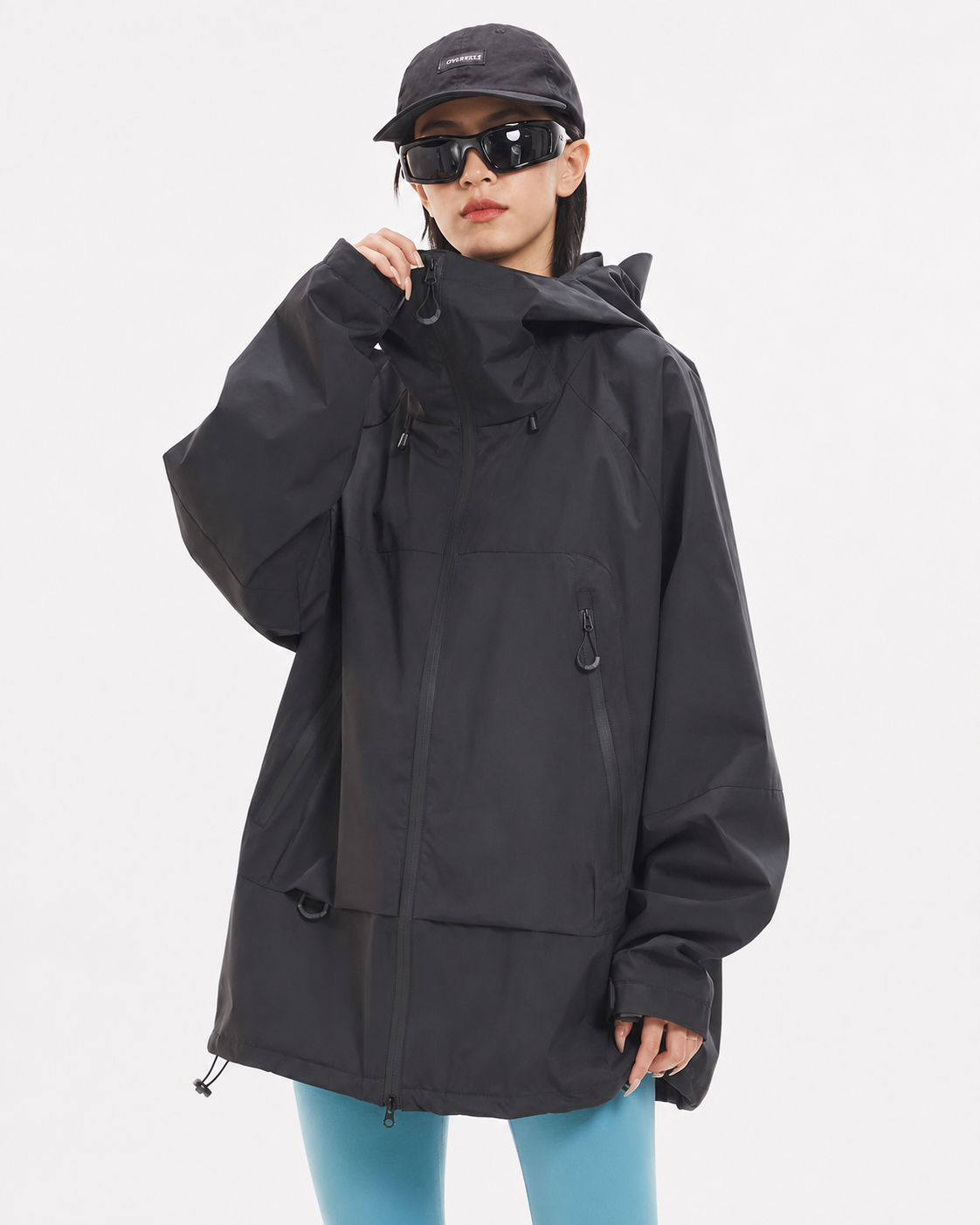 Pact Water-Repellent Windbreaker Hiking Jacket in Black, view 6 # Colour_Black