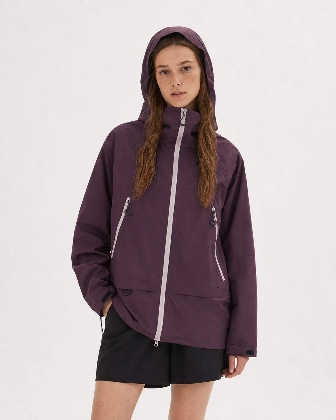 Pact Water-Repellent Windbreaker Hiking Jacket in Purple, view 3 # Colour_Purple