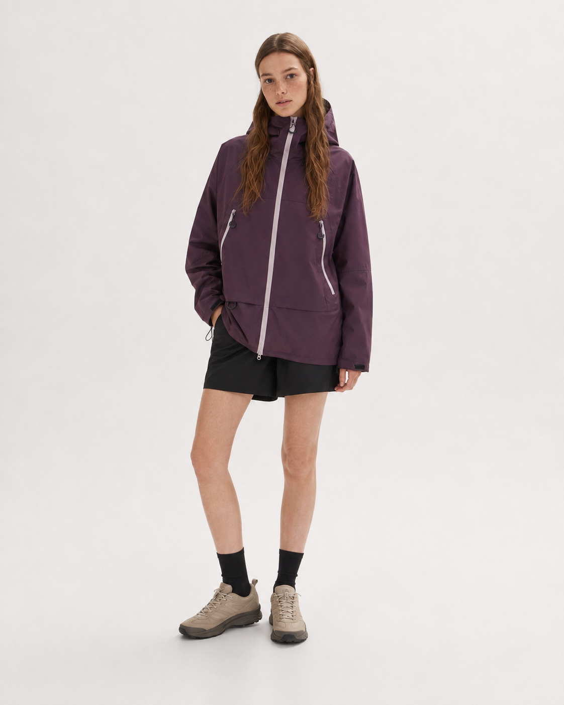 Pact Water-Repellent Windbreaker Hiking Jacket in Purple, view 6 # Colour_Purple
