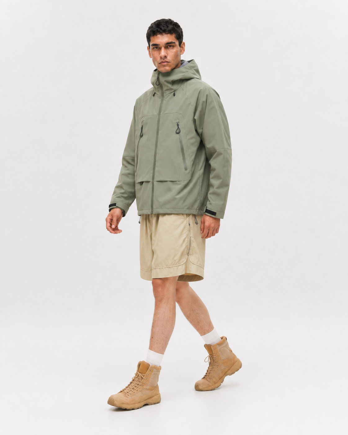 Pact Water-Repellent Windbreaker Hiking Jacket in Green, view 2 # Colour_Green