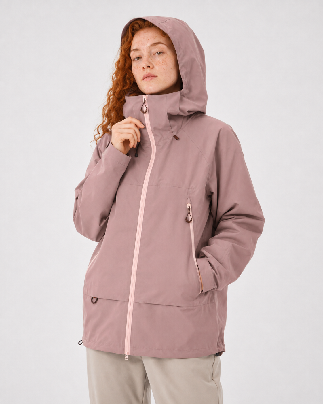 Pact Water-Repellent Windbreaker Hiking Jacket in Pink, view 4 # Colour_Pink