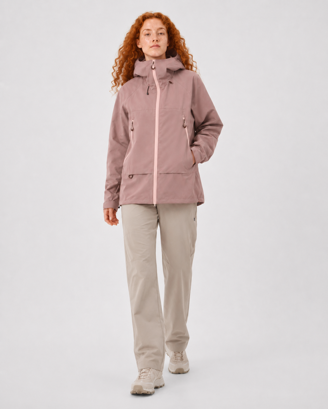 Pact Water-Repellent Windbreaker Hiking Jacket in Pink, view 6 # Colour_Pink