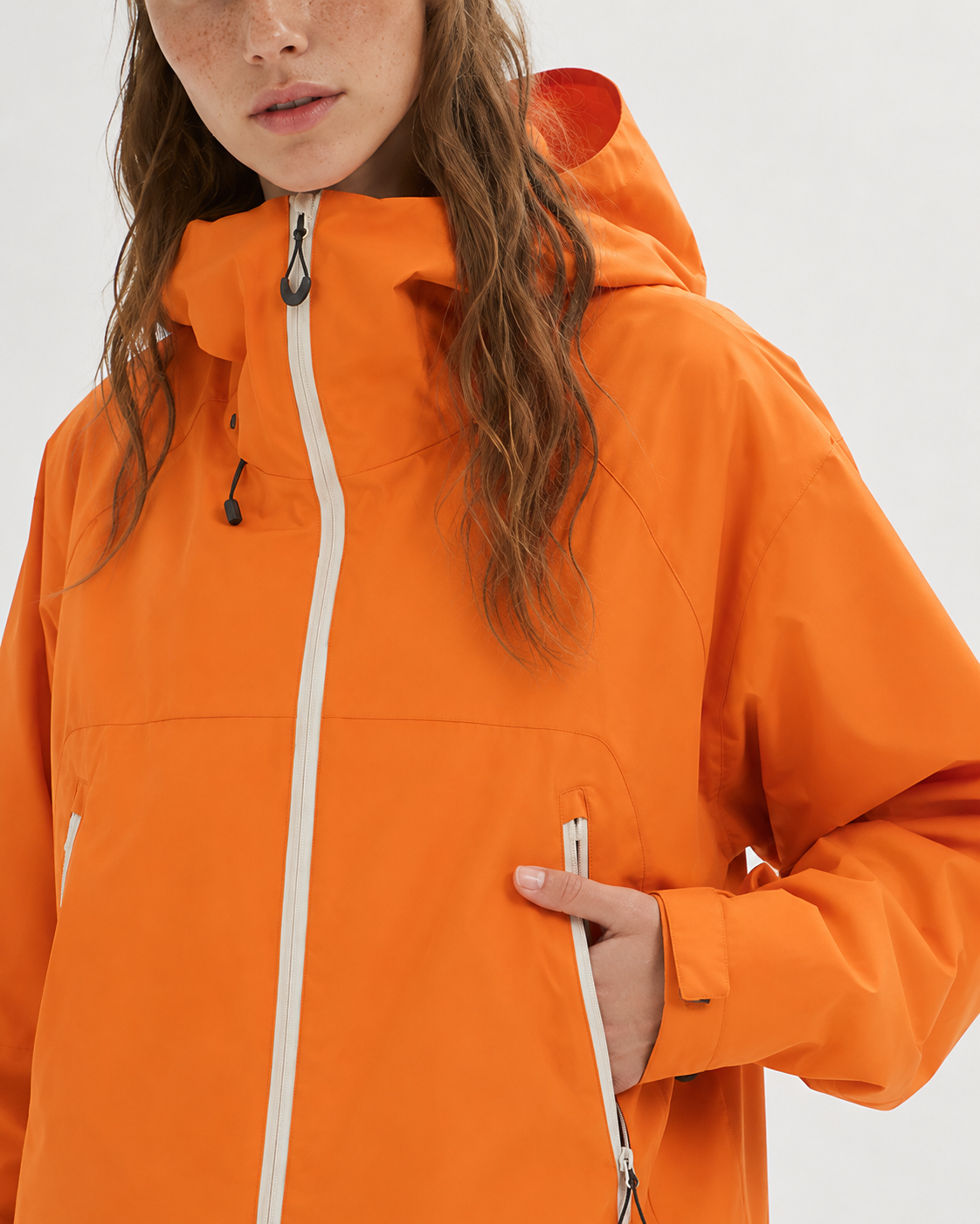 Pact Water-Repellent Windbreaker Hiking Jacket in Orange, view 4 # Colour_Orange