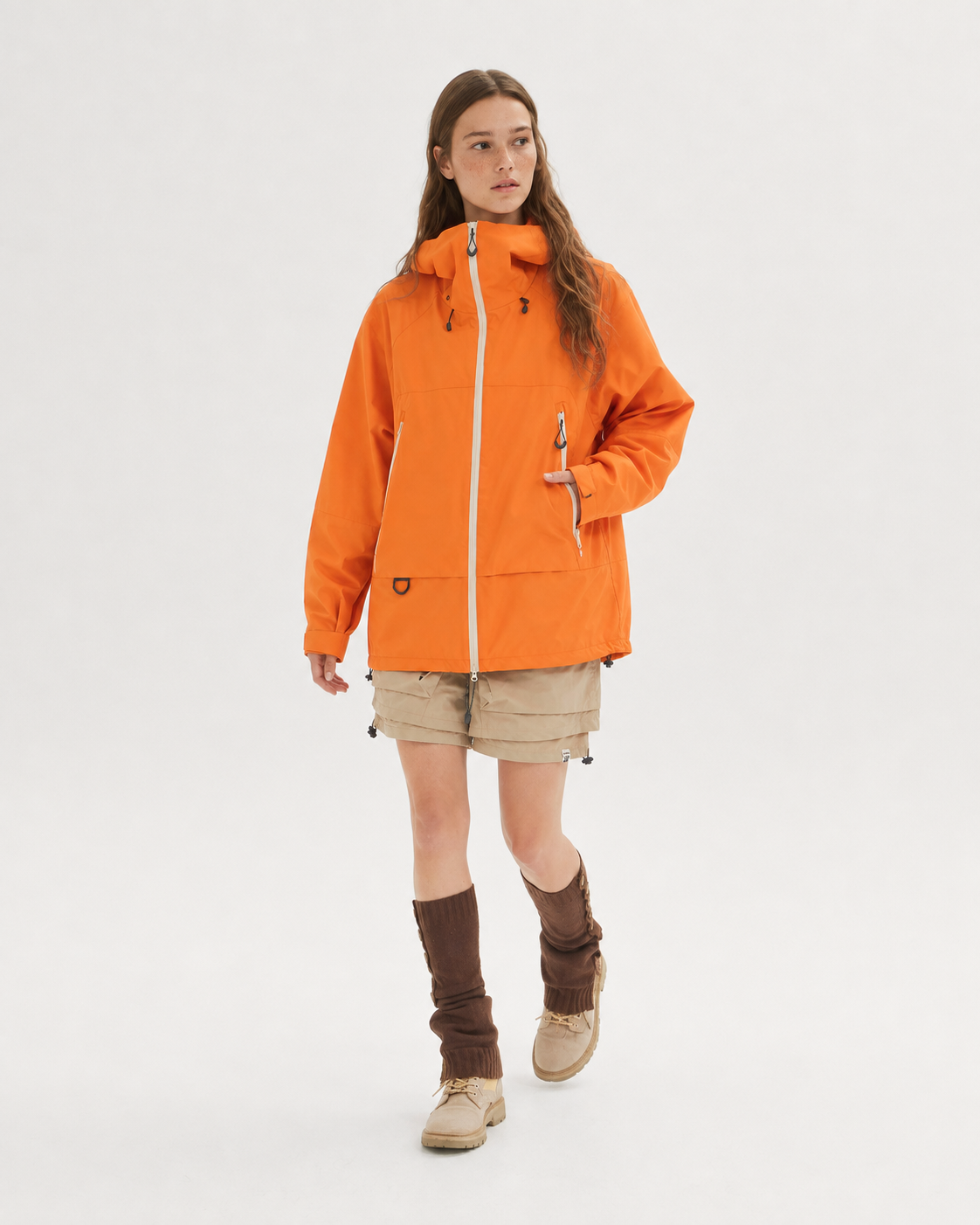 Pact Water-Repellent Windbreaker Hiking Jacket in Orange, view 6 # Colour_Orange