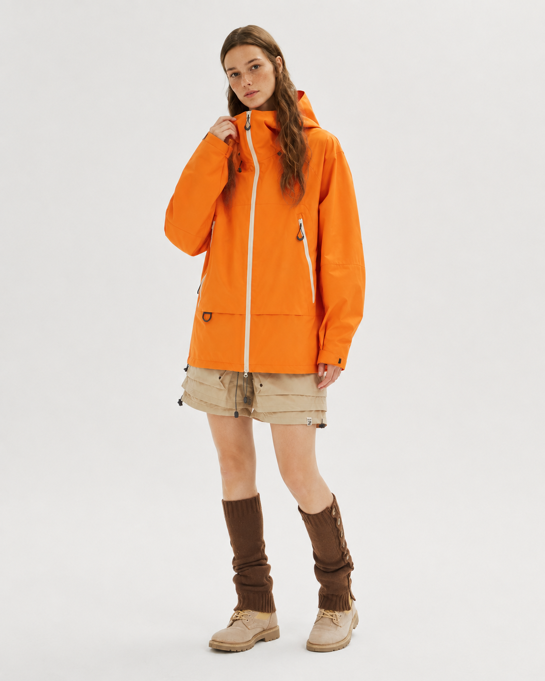 Pact Water-Repellent Windbreaker Hiking Jacket in Orange, view 7 # Colour_Orange