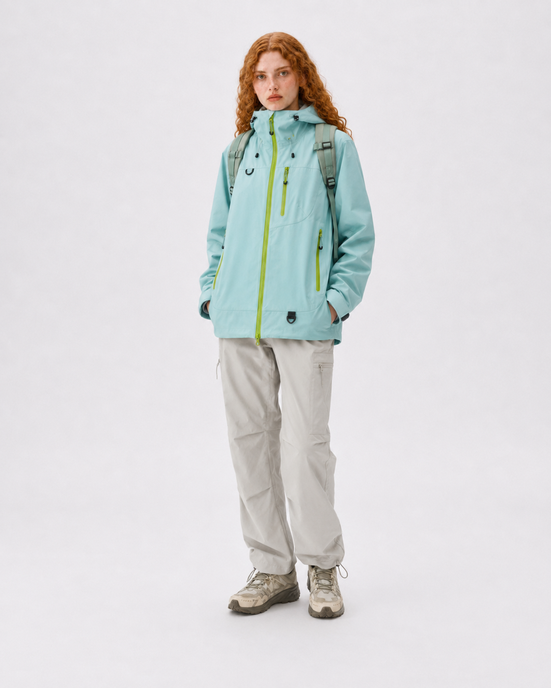 Pact Unisex Water-Repellent Hooded Windbreaker in Light Green, view 2 # Colour_Light Green