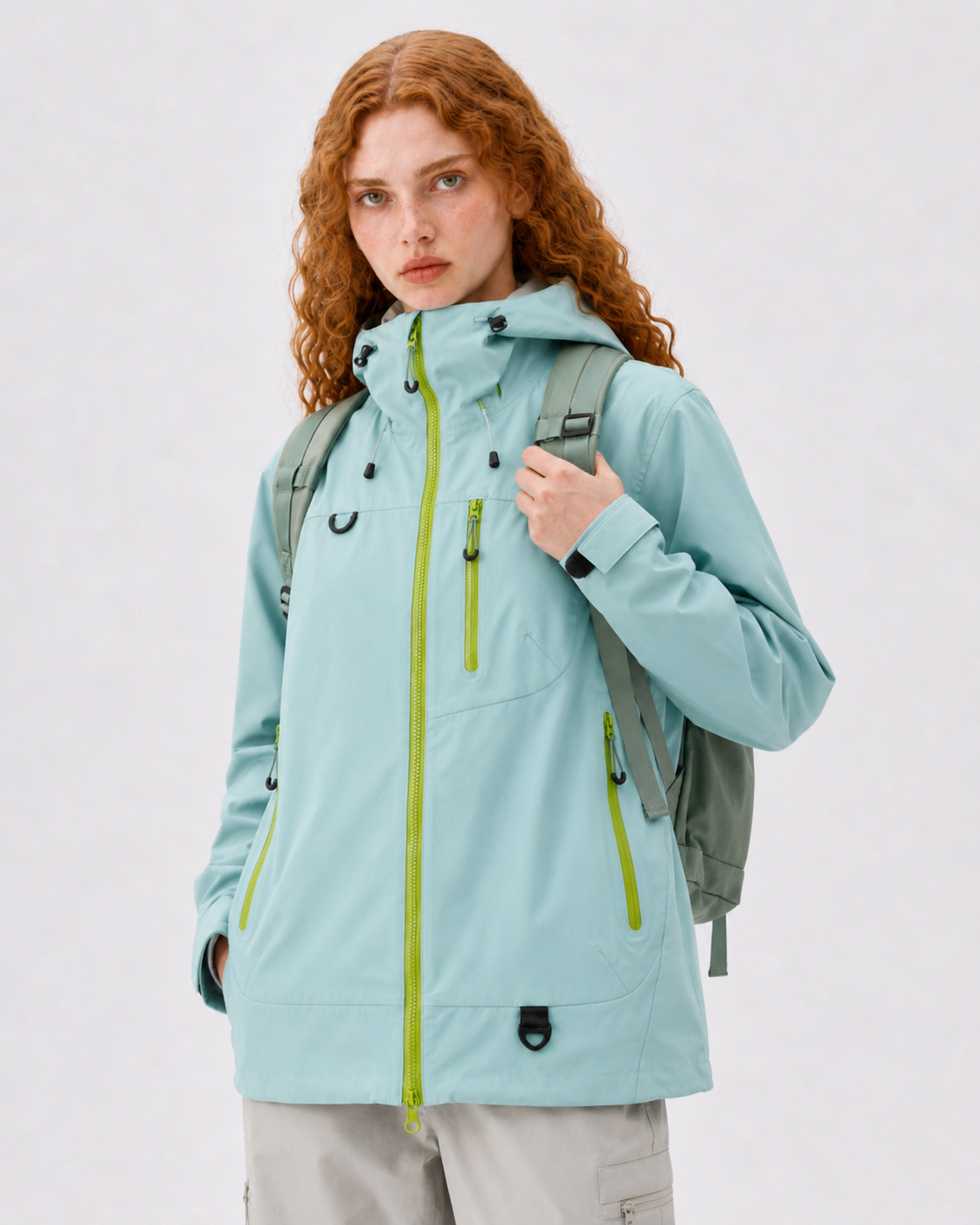 Pact Unisex Water-Repellent Hooded Windbreaker in Light Green, view 5 # Colour_Light Green