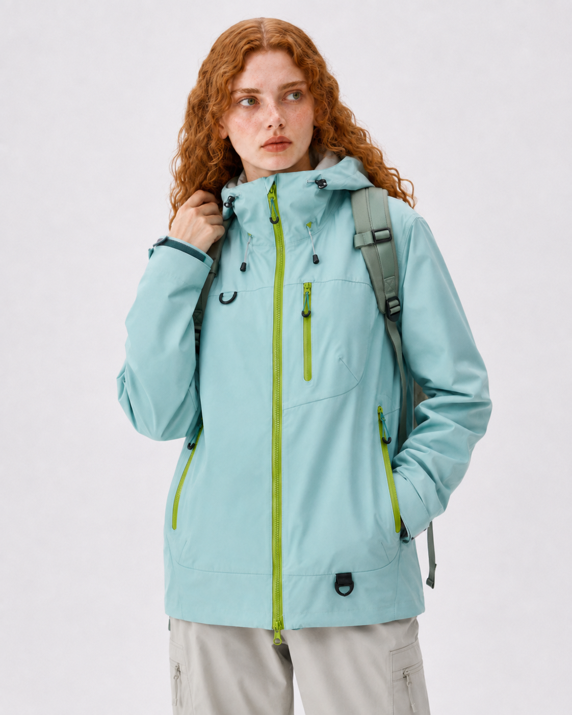 Pact Unisex Water-Repellent Hooded Windbreaker in Light Green, view 7 # Colour_Light Green
